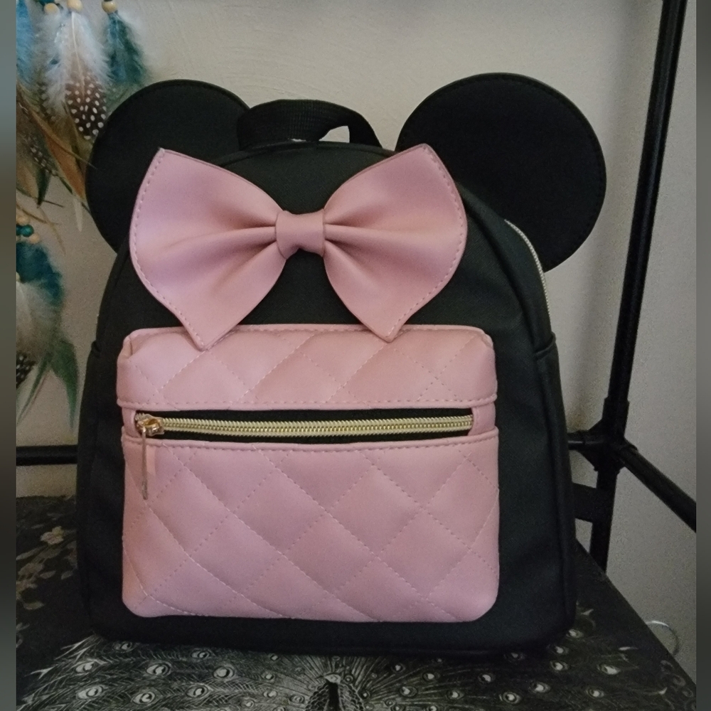 Licensed Disney Bioworld Vegan Leather MINI MOUSE Pink and Black  Backpack